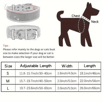 Sparkling Rhinestone Dog Collars - Adjustable Pet Collar with Glitter Bling