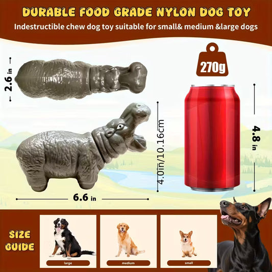 Hippopotamus Dog Chew Toy – Non-Toxic Durable Rubber for Aggressive Chewers