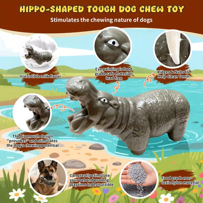 Hippopotamus Dog Chew Toy – Non-Toxic Durable Rubber for Aggressive Chewers