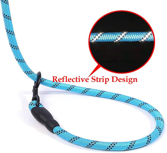 Reflective Anti-Slip Blue Dog Leash – Durable Nylon for All Sizes