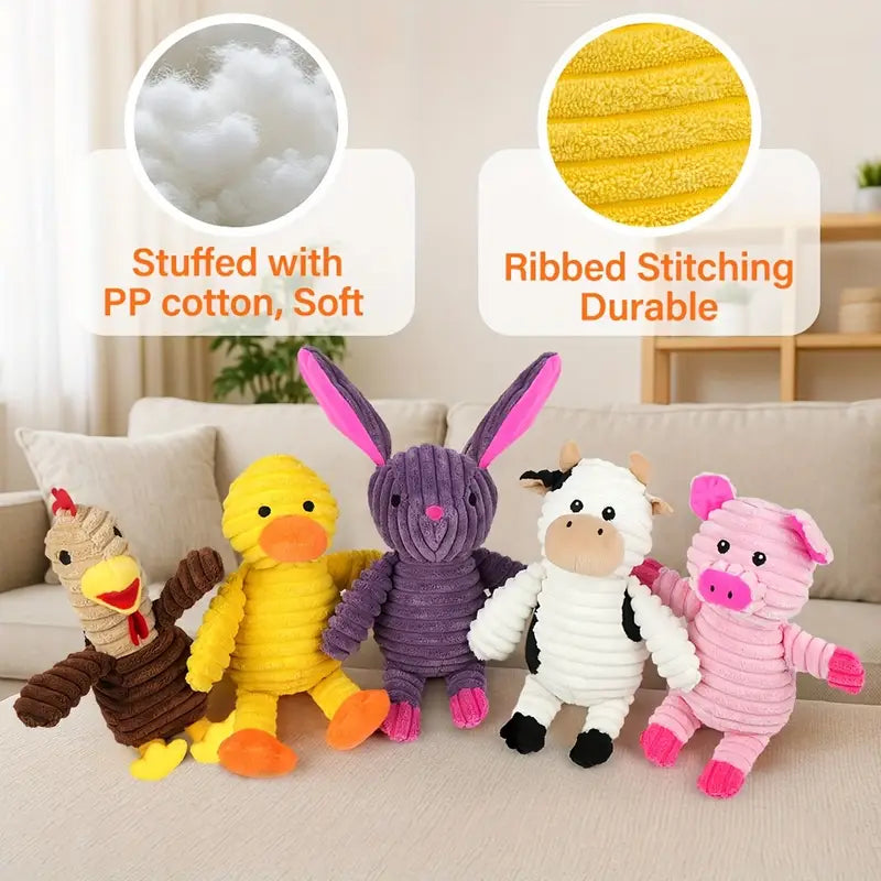 Assorted Animal Plush Dog Squeaky Toys – Fun & Soft Playtime