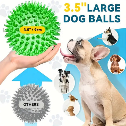 3.5" Heavy-Duty Squeaky Dog Chew Balls for Large Dogs