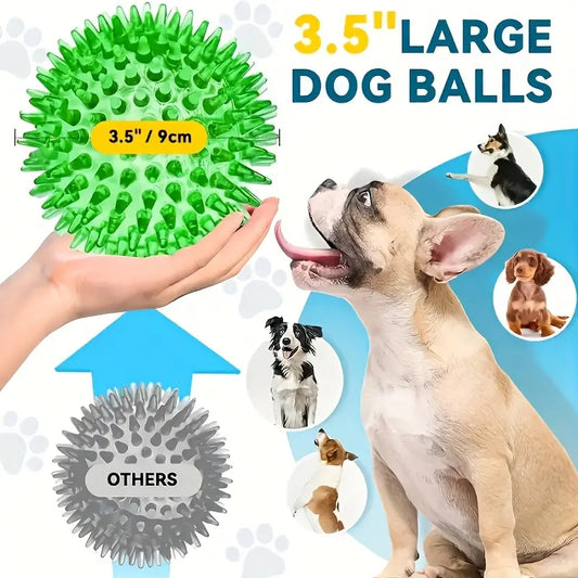 3.5" Heavy-Duty Squeaky Dog Chew Balls for Large Dogs