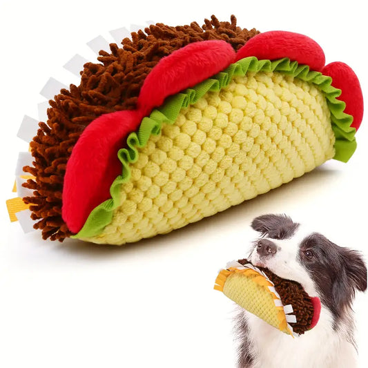 Stuffed Plush Squeaky Taco Dog Chew Toy