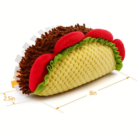 Stuffed Plush Squeaky Taco Dog Chew Toy