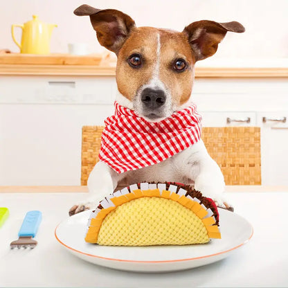 Stuffed Plush Squeaky Taco Dog Chew Toy