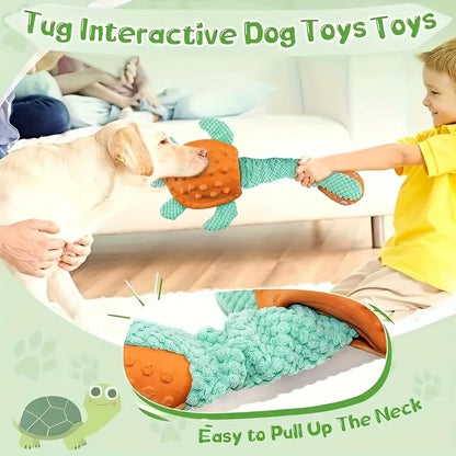 Multi Textured Turtle with Strong Shell Interactive Snuffle Pet Puzzle Toy Foldable Hide Food Turtle Squeaky Dog Toy