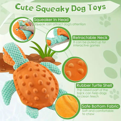 Multi Textured Turtle with Strong Shell Interactive Snuffle Pet Puzzle Toy Foldable Hide Food Turtle Squeaky Dog Toy