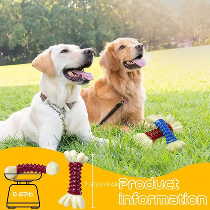 White & Cherry Color Bacon-Flavored Nylon Fan Bone Chew Toy For Heavy Chewers