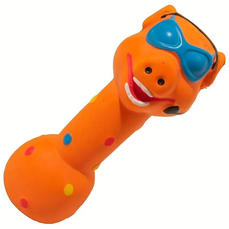 Orange Latex Dumbbell Dog Toy