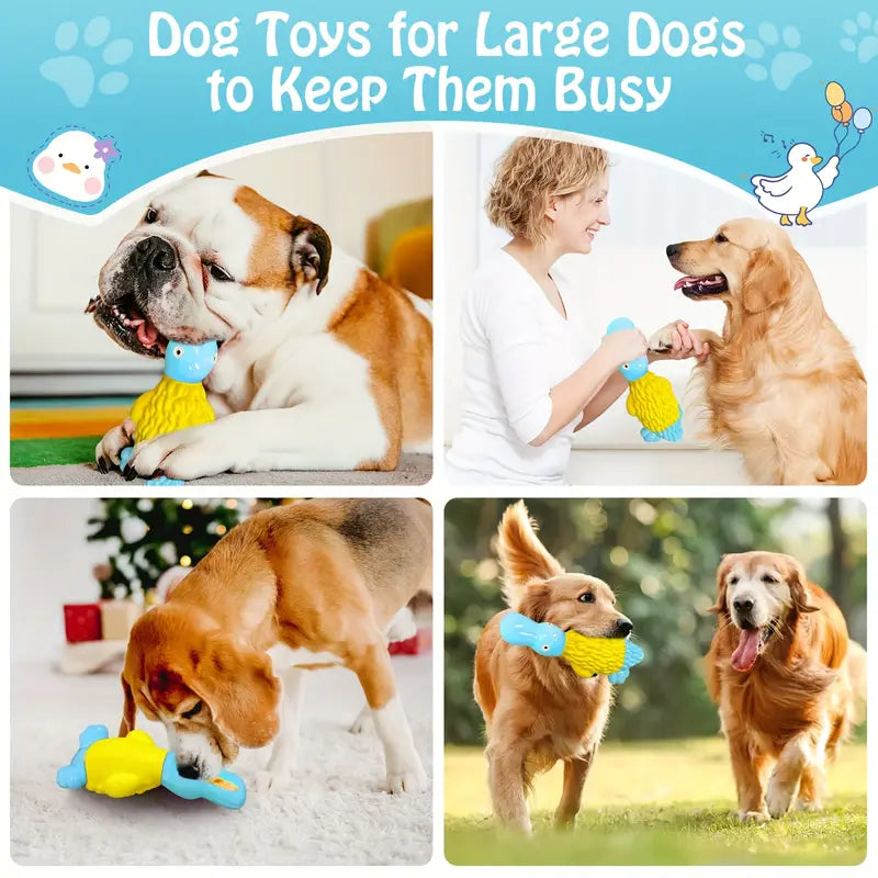 Indestructible Platypus Blue&Yellow Rubber Chew Toy Healthy Amazing Squeaker For Very Aggressive Chewers