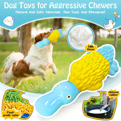 Indestructible Platypus Blue&Yellow Rubber Chew Toy Healthy Amazing Squeaker For Very Aggressive Chewers